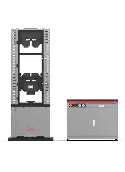 Máquina de ensayos universal servohidráulica, doble espacio, agarre de cuña